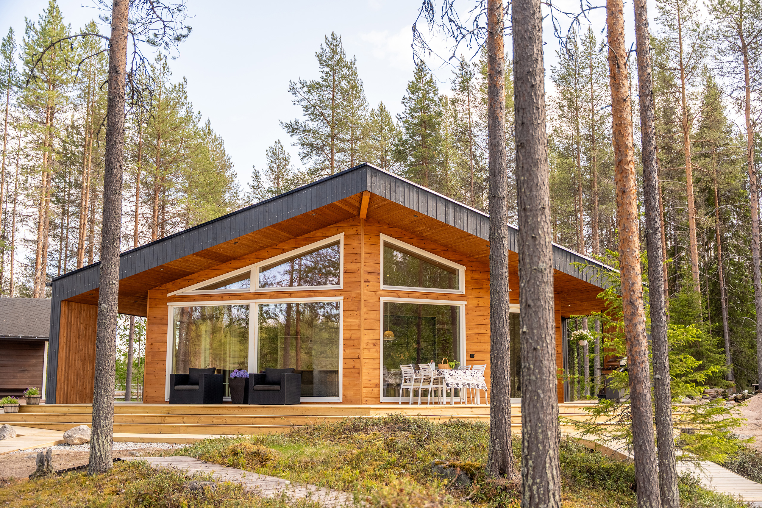 Moderni Nuuna mäntymetsän keskellä