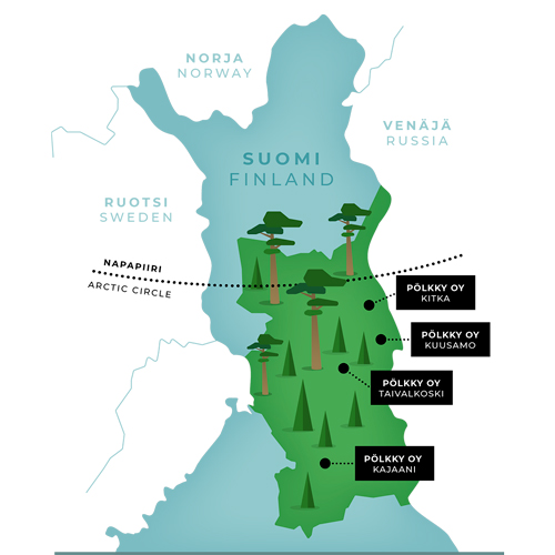 Map showing the sourcing of timber used for log building materials.